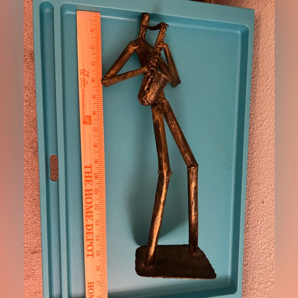 Vintage Z Gallerie Metal Tube Art Sculpture Band Saxophone Sax Player